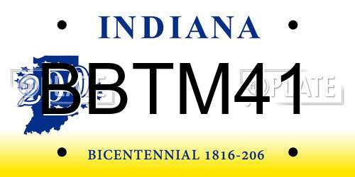 BBTM41 Indiana License Plate