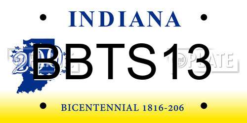BBTS13 Indiana License Plate