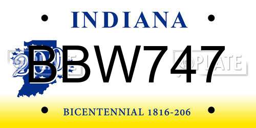 BBW747 Indiana License Plate
