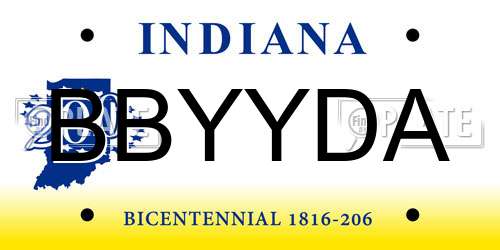 BBYYDA Indiana License Plate
