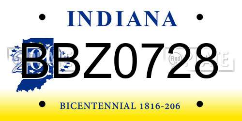 BBZ0728 Indiana License Plate
