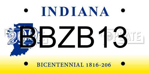 BBZB13 Indiana License Plate