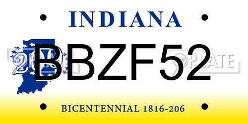 BBZF52 Indiana License Plate