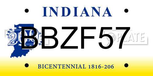 BBZF57 Indiana License Plate