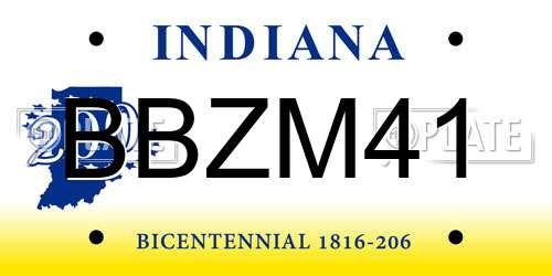 BBZM41 Indiana License Plate