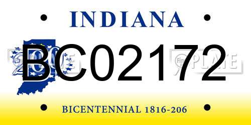 BC02172 Indiana License Plate