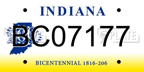 BC07177 Indiana License Plate