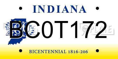 BC0T172 Indiana License Plate