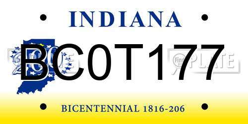 BC0T177 Indiana License Plate