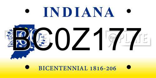 BC0Z177 Indiana License Plate