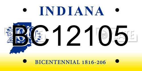 BC12105 Indiana License Plate