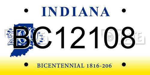 BC12108 Indiana License Plate