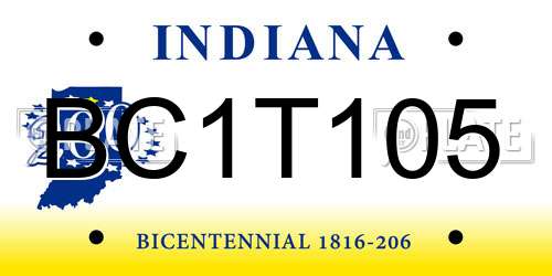 BC1T105 Indiana License Plate