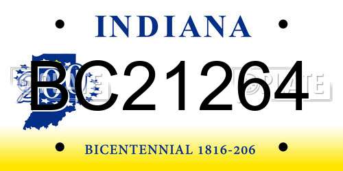 BC21264 Indiana License Plate