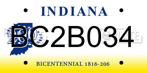 BC2B034 Indiana License Plate