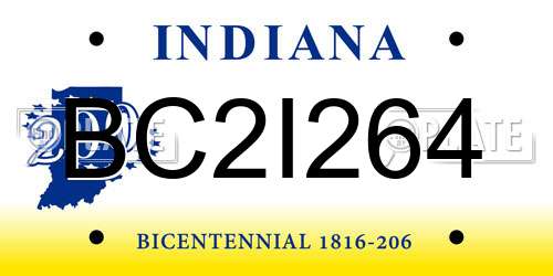 BC2I264 Indiana License Plate