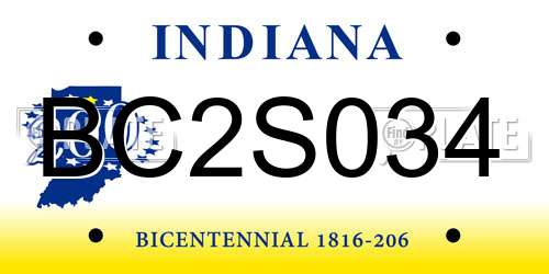 BC2S034 Indiana License Plate