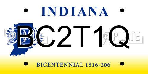 BC2T1Q Indiana License Plate