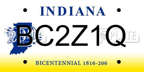 BC2Z1Q Indiana License Plate