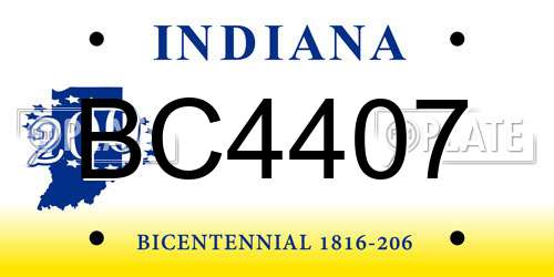 BC4407 Indiana License Plate