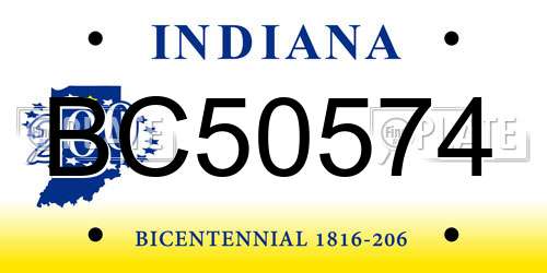 BC50574 Indiana License Plate