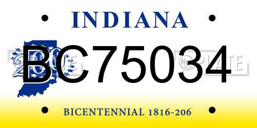 BC75034 Indiana License Plate