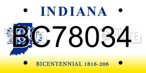 BC78034 Indiana License Plate