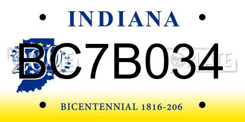 BC7B034 Indiana License Plate