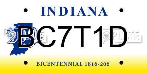 BC7T1D Indiana License Plate