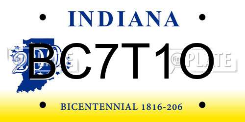 BC7T1O Indiana License Plate