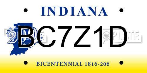 BC7Z1D Indiana License Plate