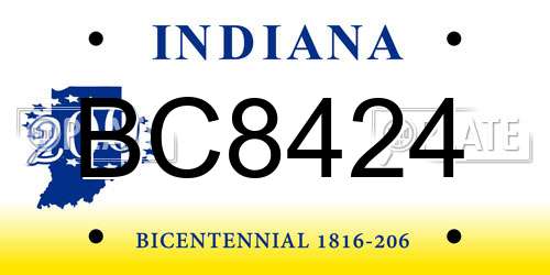 BC8424 Indiana License Plate
