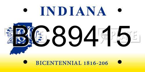 BC89415 Indiana License Plate