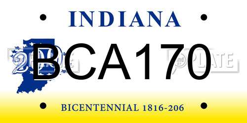 BCA170 Indiana License Plate
