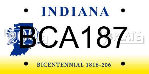 BCA187 Indiana License Plate