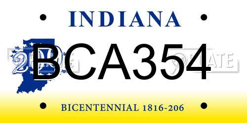 BCA354 Indiana License Plate