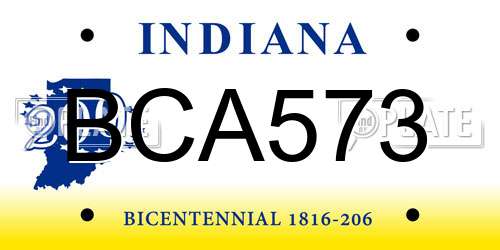 BCA573 Indiana License Plate