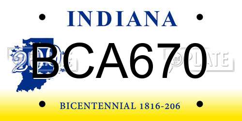 BCA670 Indiana License Plate