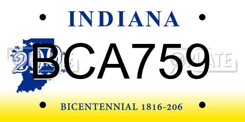 BCA759 Indiana License Plate