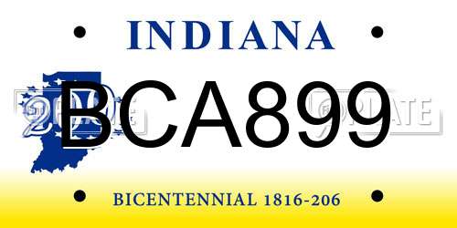 BCA899 Indiana License Plate