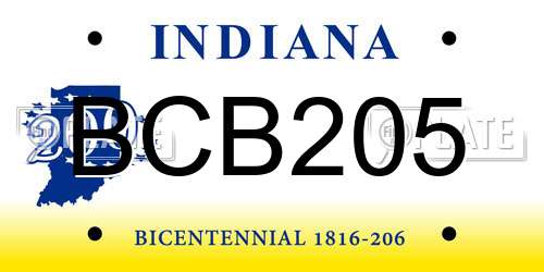 BCB205 Indiana License Plate