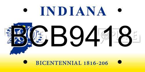 BCB9418 Indiana License Plate