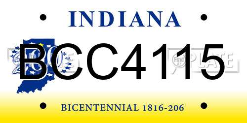BCC4115 Indiana License Plate