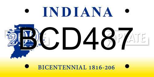 BCD487 Indiana License Plate