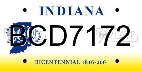 BCD7172 Indiana License Plate