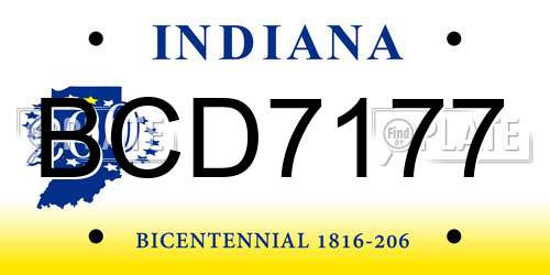 BCD7177 Indiana License Plate
