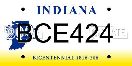 BCE424 Indiana License Plate