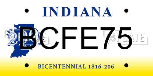 BCFE75 Indiana License Plate
