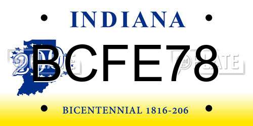BCFE78 Indiana License Plate
