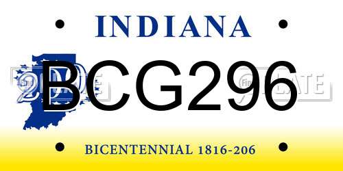 BCG296 Indiana License Plate